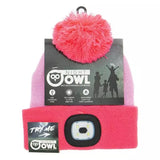 Kids Night Owl Rechargeable LED Beanie - Pink