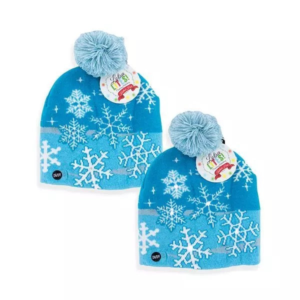 Lotsa Lites Flashing Holiday Knit Hat - Snowflakes