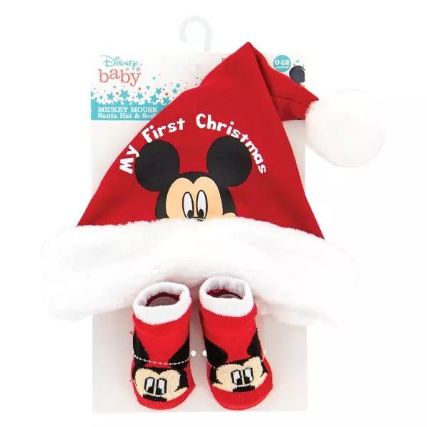 Mickey Mouse Baby Santa Hat and Sock Set
