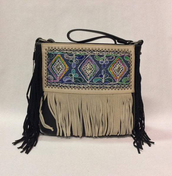 Montana West Fringe Collection Tote Black
