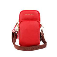 Montana West Real Leather Cellphone Crossbody Bag- Red