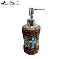 Montana West Wood Like Tooled Leather Resin Soap/Lotion Dispenser