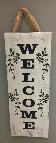 Welcome Sign - White & Silver