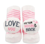 Pink Love You to the Moon Baby Sock