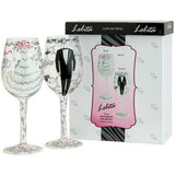 Lolita Wedding Gift Set 2 Glasses Bride Groom - Shower Gift