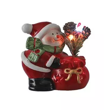 Light up LED Ceramic Snowman or Santa Tabletop Decor